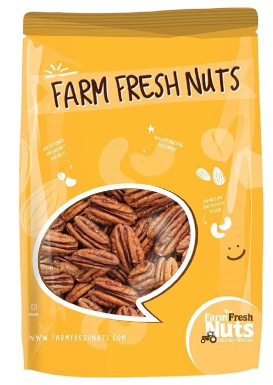Whole, Shelled & Raw Georgia Pecans by Farm Fresh Unsalted & Handpicked for Freshness| Perfect For Pecan Pie, Cookie, Praline, B