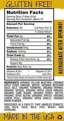Red Duck Sweet Mustard Peppercorn Organic BBQ Sauce - Gluten-Free, All Natural (Sweet Mustard Peppercorn, 17 fl. oz.)