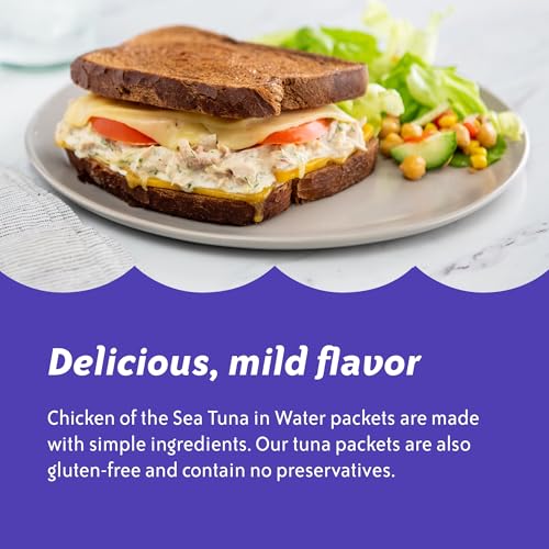 Chicken Of The Sea Albacore Tuna In Water Packet, 2.5 Ounce Packets (Pack Of 12), Wild Caught Tuna, Gluten-Free