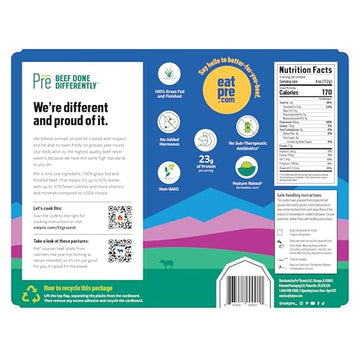 Pre, Ground Beef 92% Lean/8% Fat, Grass-Fed, Pasture-Raised, 1 lb