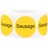 Yellow Sausage Deli Labels 1 Inch Round Circle Dot 500 Total Adhesive Stickers