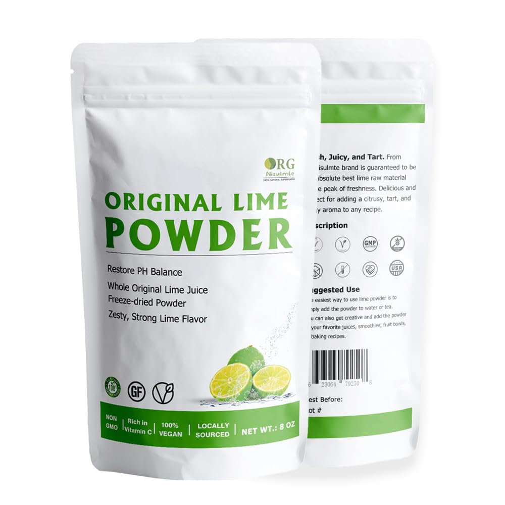 Orgnisulmte Lime Juice Powder, 8 Oz, Fresh Lime Juice Freeze Dried Powder Filler Free, Rich In Natural Vitamin C, Great Flavor For Soda, Baking And Cooking 227G