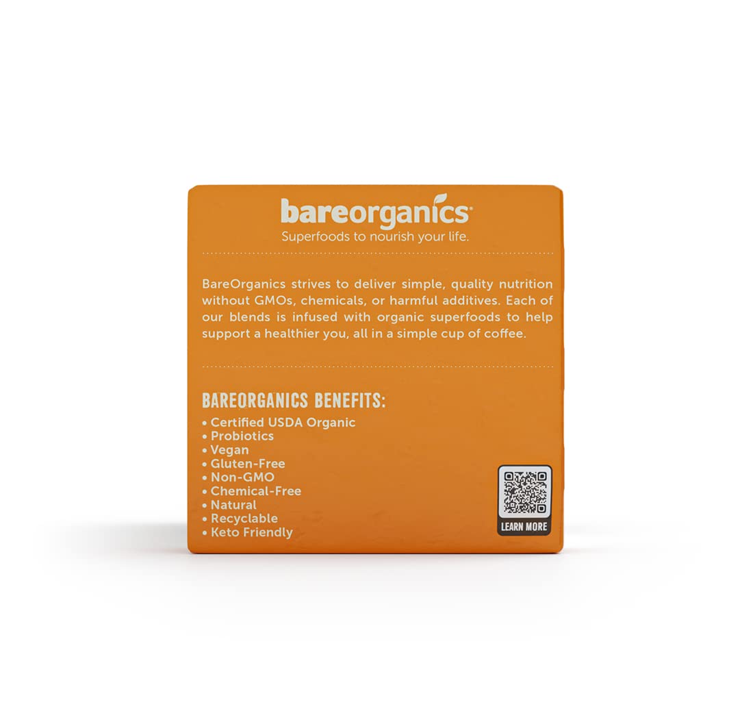 Bareorganics Focus Coffee Pods With Superfoods & Probiotics | Keurig K-Cup Compatible | Usda Certified Organic, Vegan, Non-Gmo &