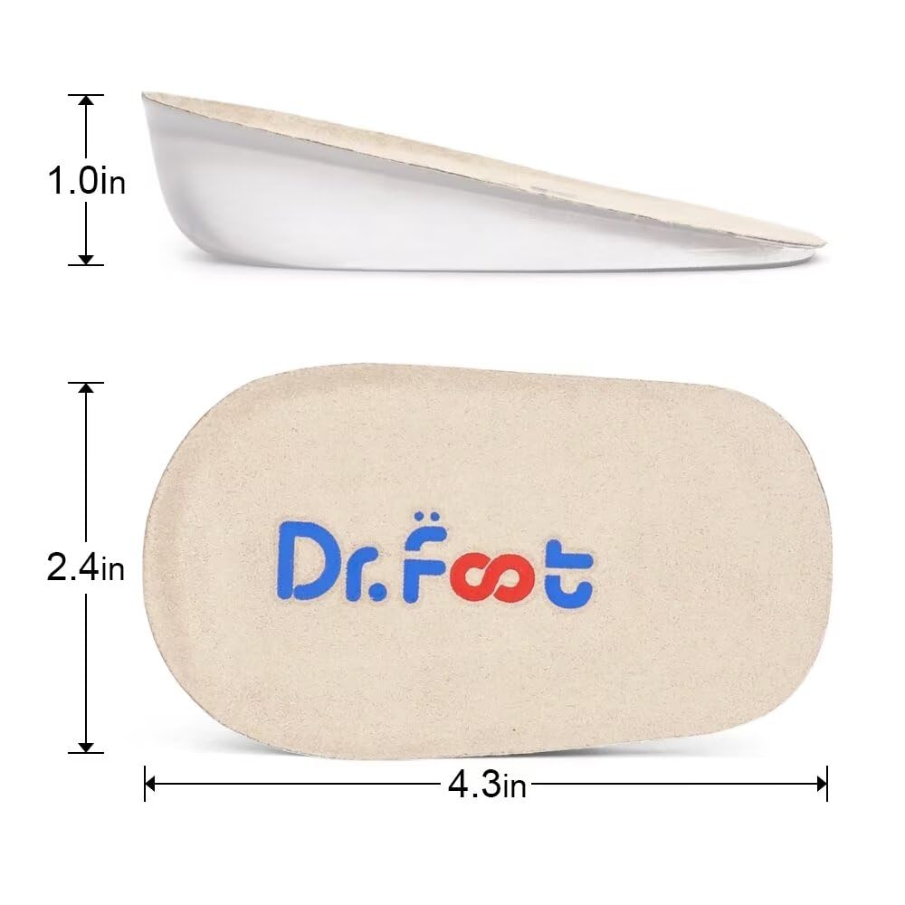 Drfoot Height Increase Insoles, Heel Cushion Inserts, Heel Lift Inserts For Leg Length Discrepancies (Large (1 Height))