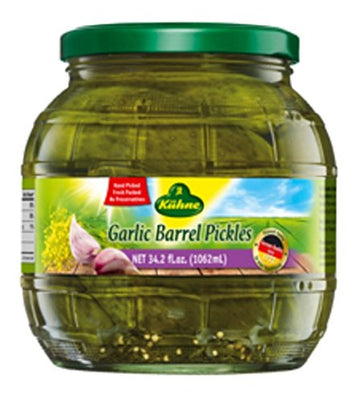 Kuhne Garlic Barrel Pickles, 34.2 Ounce (Pack Of 6)