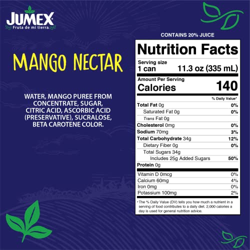Jumex Mango and Peach Nectar Fridge Pack, Two Varieties in One Convenient Package, 11.3 Fl Oz Cans (Pack of 12)