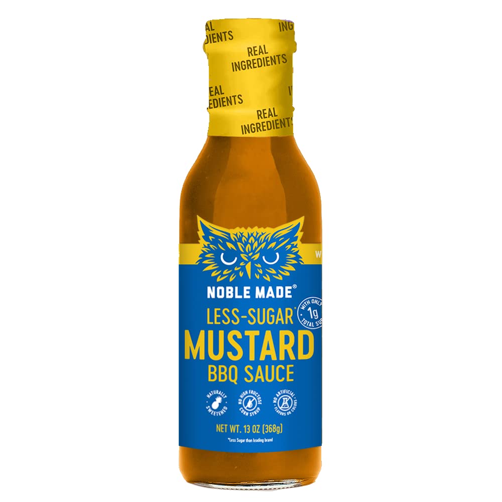 Noble Made Less-Sguar Mustard Bbq Marinade And Dipping Sauce 13 Fl Oz Bottle Mustard Bbq Sauce Whole30 Approved Paleo-Certified Keto And Gluten-Free Gold Bbq Sauce With 0G Of Fat