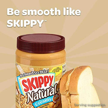 Skippy Natural Creamy Peanut Butter, 7 G Protein Per Serving, 40 Ounce (8 Pack)