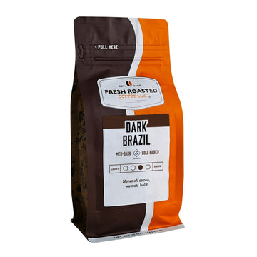 Fresh Roasted Coffee, Dark Brazil Cerrado, 12 Oz, Med-Dark Roast, Kosher, Ground