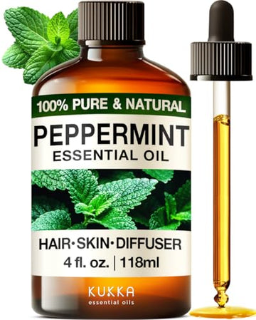 Kukka Peppermint Oil For Hair & Skin - 100% Natural Mint Essential Oils - Premium Grade Natural Peppermint Essential Oil For Dif