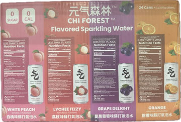 Chi Forest Flavored Sparkling Water Variety Pack, 24 Cans/11.5 Fl Oz