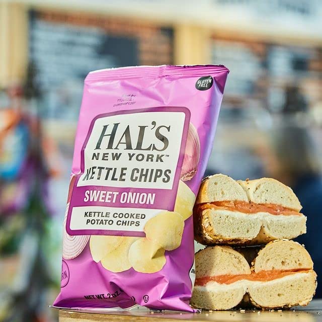 Hal'S New York Kettle Cooked Gluten Free Sweet Onion Flavored Potato Chip Crisps, 2 Oz (Pack Of 24)