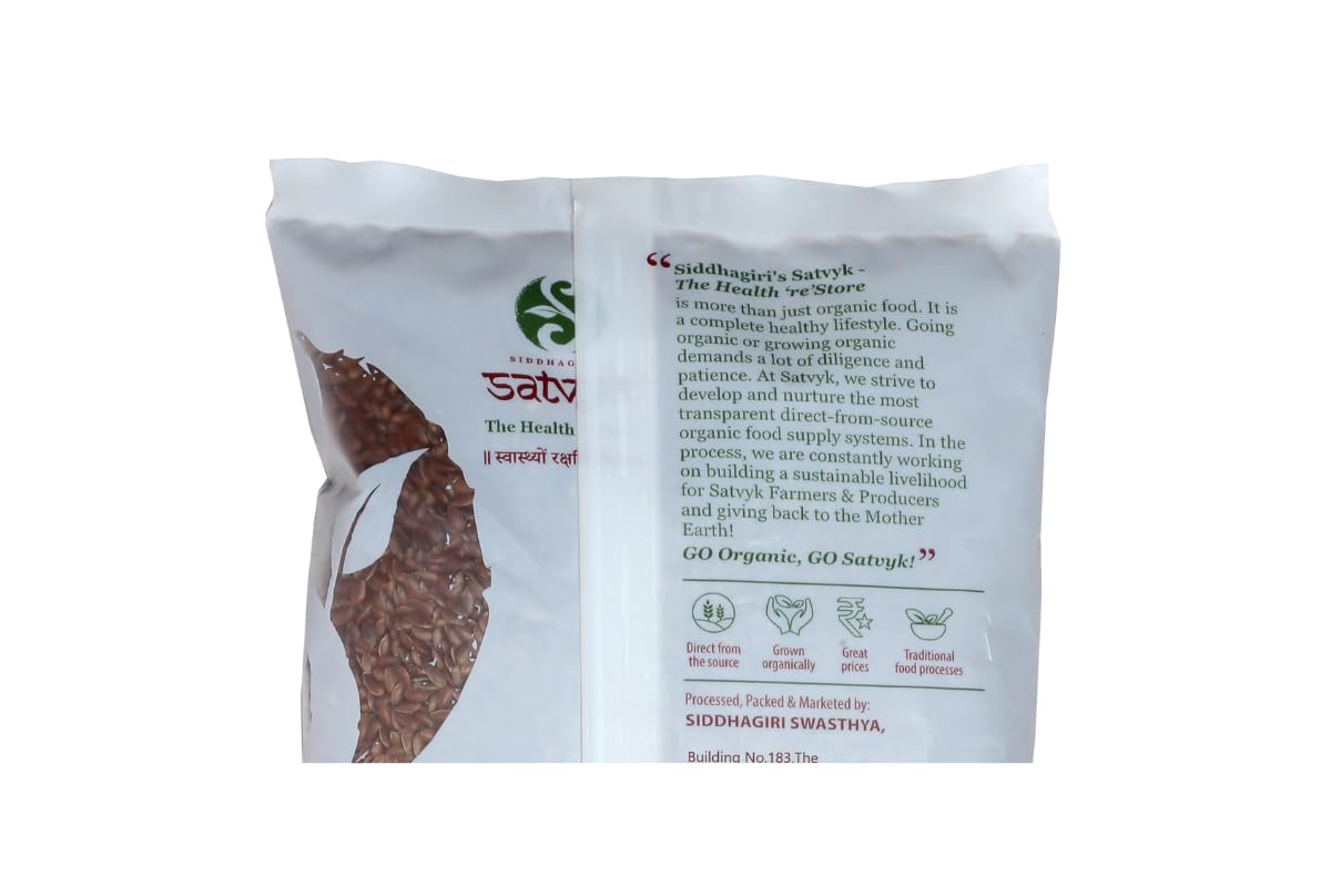S Siddhagiris Satvyk The Health Re Store Organic Flax Seeds (100Gm) - Raw Flaxseeds | Fiber Rich | Ideal For Hair Growth | Premi