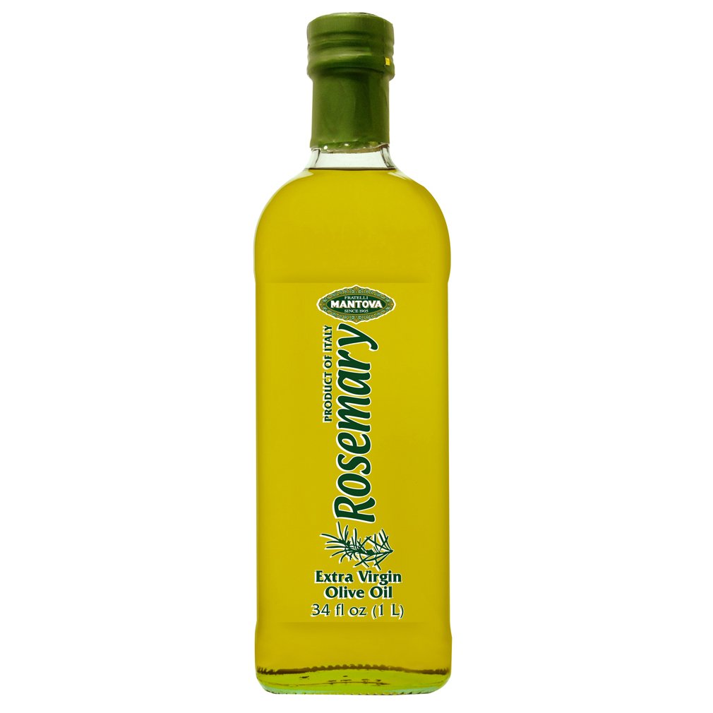 Mantova Rosemary Extra Virgin Olive Oil 34 oz, is accented with fresh rosemary for an aromatic and versatile condiment. GrandAro