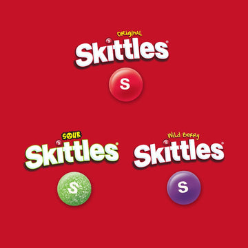 Skittles Original, Skittles Wild Berry & Skittles Sour Fun Size Chewy Candy Variety Pack, Party Size, 26.46 Oz Bulk Bag