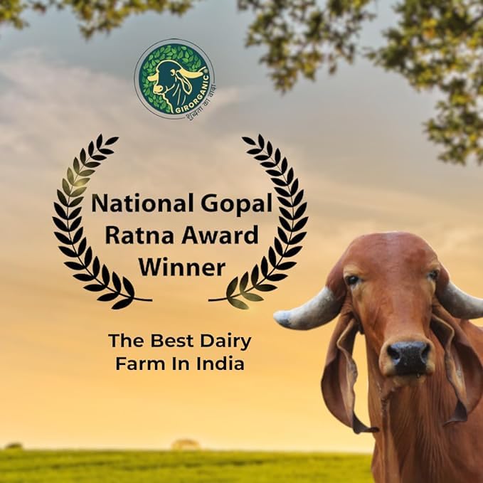 Organic Grass Fed A2 Ghee Clarified Butter from Girorganic - Unsalted Gir Cow Ghee Butter - Organic Ghee Oil - Pasture Raised, L