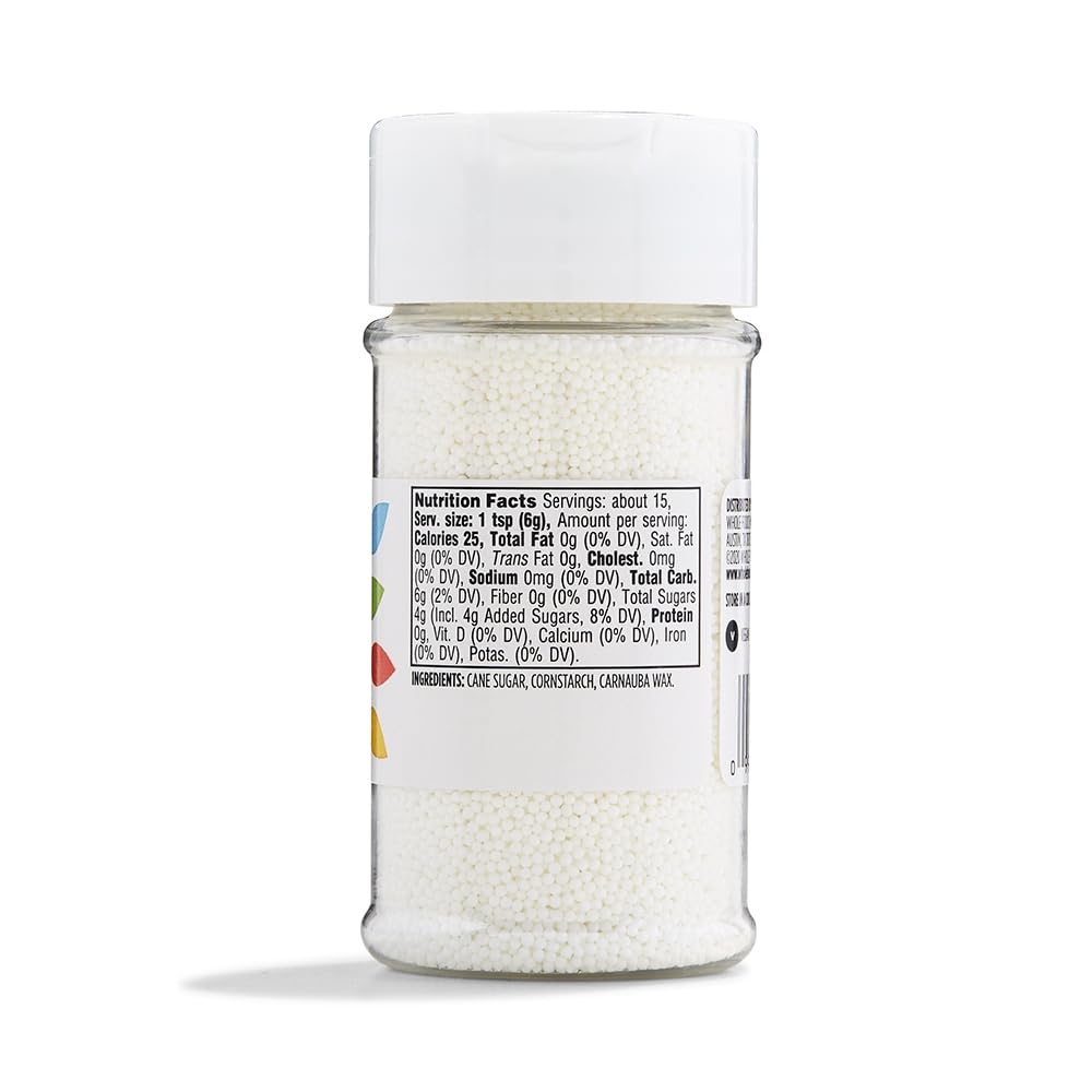 365 by Whole Foods Market White Nonpareils Sprinkles, 3.15 OZ - Perfect for Baking and Decorating Desserts, Pack of 1