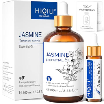 Hiqili Jasmine Essential Oil, Premium Quality Pure & Natural, For Diffuser, Sleeping, Massage, Skin Care, Perfume, Shampoo, Arom
