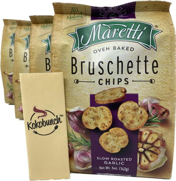 All Natural Bruschette Bruschetta Vegan Cracker Bruschettini Chips 4 PACK (5oz, Roasted Garlic)