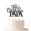 Keoysek Feliz Cumpleanos Papa Cake Topper for Father's Day Party Decor, black Glitter Happy Birthday Father Cake Topper, Spanish