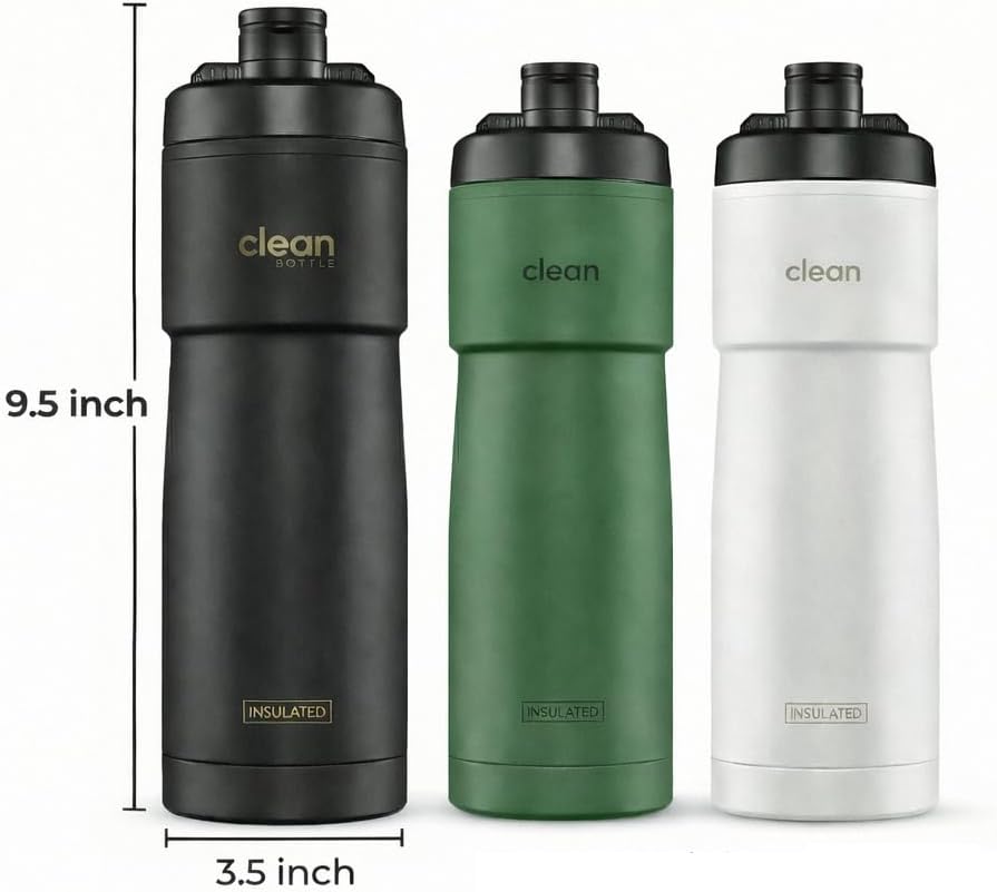 Clean Hydration 20 oz Insulated Sports Bike Water Bottle - BPA-Free