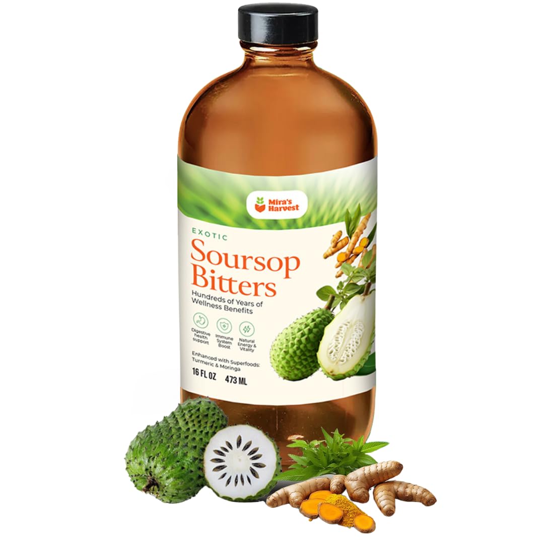 Mira’s Harvest Soursop Bitters Liquid, Premium Grade, 16 Fl Oz, Immune Support