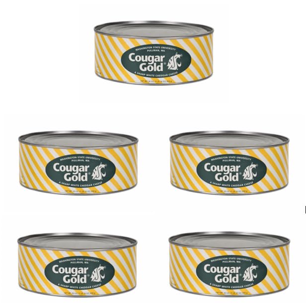 Cougar Gold Sharp White Cheddar Cheese, (Value Pack of 5) 30 oz can each, Washington State University
