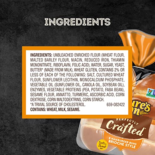 Natures Own Perfectly Crafted Brioche Style Hot Dog Buns Non-GMO Hot Dog Rolls 8 Count