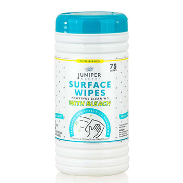 Juniper Clean 1 Pack Surface Cleaning Wipes With Bleach, All-Purpose Cleaner For Bathroom, Kitchen, Office, 75 Count Canister, F