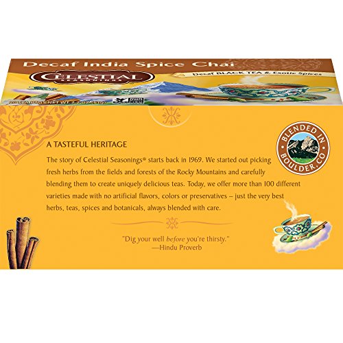 Celestial Seasonings Chai Tea, Decaf India Spice, 20 Count (Pack Of 6)