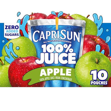 Capri Sun 100% Juice Naturally Flavored 100% Apple Juice 6 Fl Oz (Pack of 10), Packaging May Vary