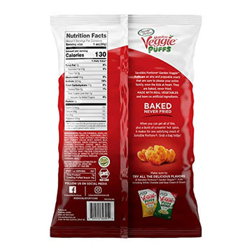 Sensible Portions Garden Veggie Puffs, Screamin' Hot Flavored Baked Corn Puffs, 3.75 Oz (Pack Of 6)