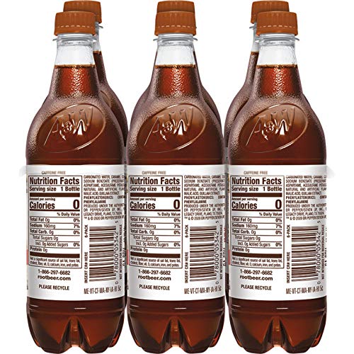 A&W Zero Sugar Root malt-inspired Soda .5 L bottles 6 pack