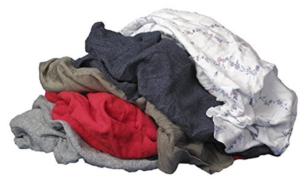 Buffalo Industries (10085Pb) Recycled Multicolored T-Shirt Cloth Rags, 50 Lb. Bag, All-Purpose Rag For Cleaning, Paint Spills An