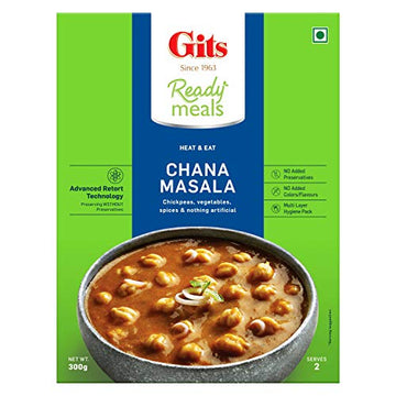 Gits Ready To Eat Chana Masala, Pure Veg, Heat And Eat,1200 G (Pack Of 4 X 300G)