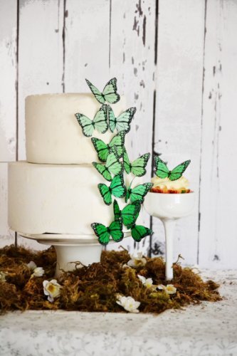 Sugar Robot Edible Butterflies Cake Toppers, Blue Monarch, Paper, 2.5 inches, Model x0025kn06f, Made in the USA