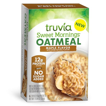 Truvia® Sweet Mornings™ Maple Instant Rolled Oat Oatmeal Packets, 12 G Protein, No Sugar Added (6 Packets)