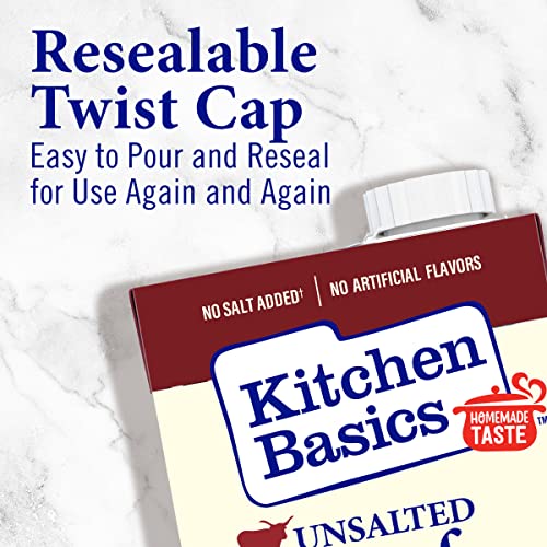 Kitchen Basics Unsalted Beef Stock, 32 oz (Pack of 12) - Gluten Free, No Artificial Flavors, Perfect for Cooking and Soups