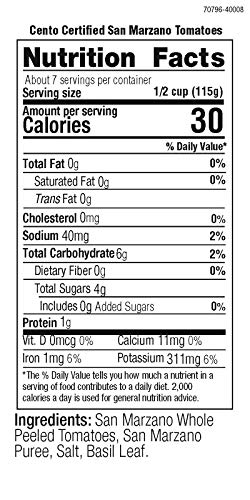 Cento Certified San Marzano Whole Peeled Plum Tomatoes, 28 Oz (Pack Of 6)