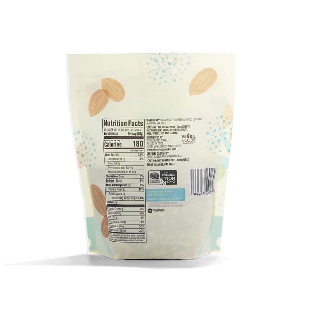 365 By Whole Foods Market, Organic Dry Roasted & Salted Almonds, 10 Ounce