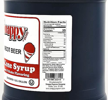 SNAPPY Sno Cone Syrup, Root malt-inspired Flavor, 1 Gallon (128 Fl Oz), Ready to Use for Snow Cone Machines, Model 33305GA
