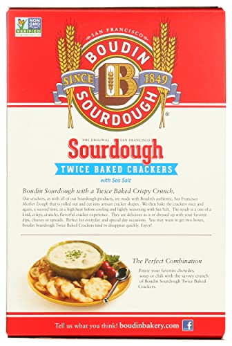 Boudin Sourdough Twice Baked Crackers With Sea Salt, Non GMO, 5 Ounces (Pack Of 12)