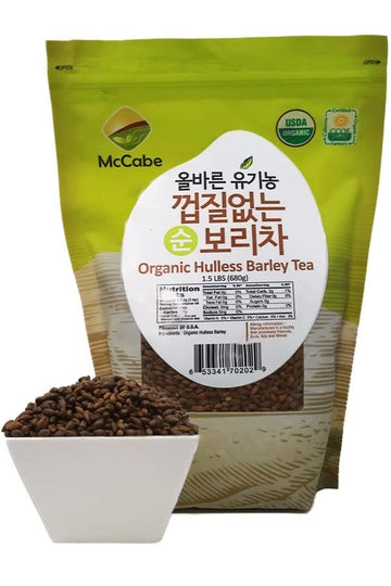 Mccabe Organic Hulless Barley Tea - Roasted Hulless Barley Tea | Usda And Ccof Certified | Product Of Usa | 1.5 Lbs (24 Oz) Pack