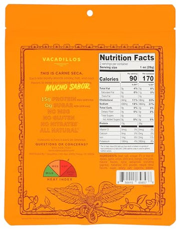 Vacadillos Carne Seca Habanero Jerky, 2 Ounce Pack