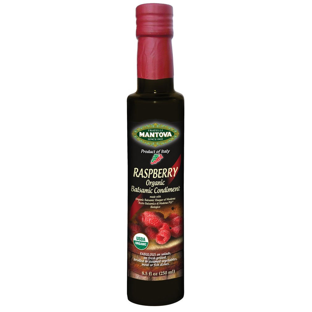 Mantova Organic Raspberry Balsamic Vinegar - Sweet & Tangy, 8.5 Fl Oz