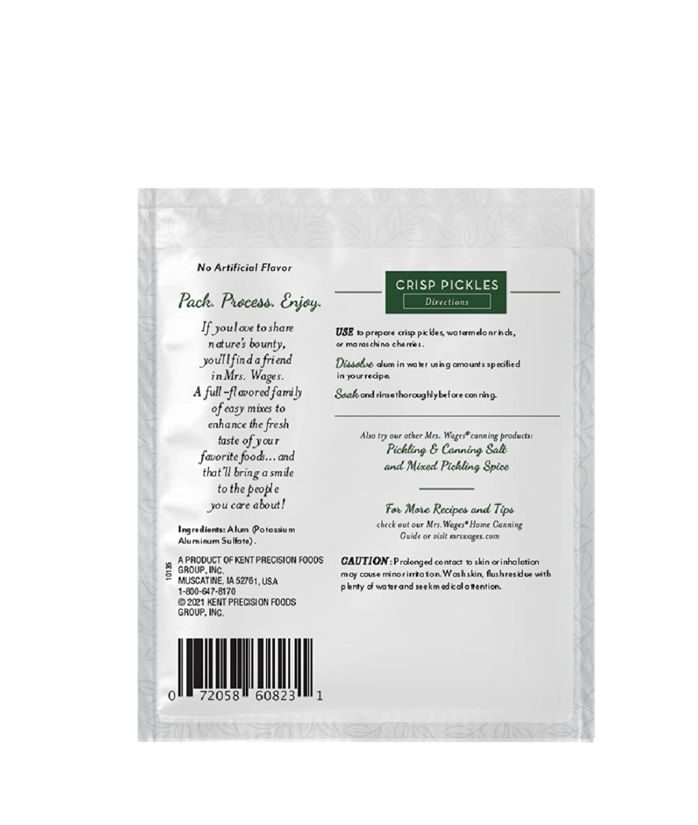 Mrs. Wages Alum, Easy-To-Use, Add Extra Crispness To Variety of Foods, Extra Snap in Every Bite, 1.9 oz Packet (Value Pack of 12