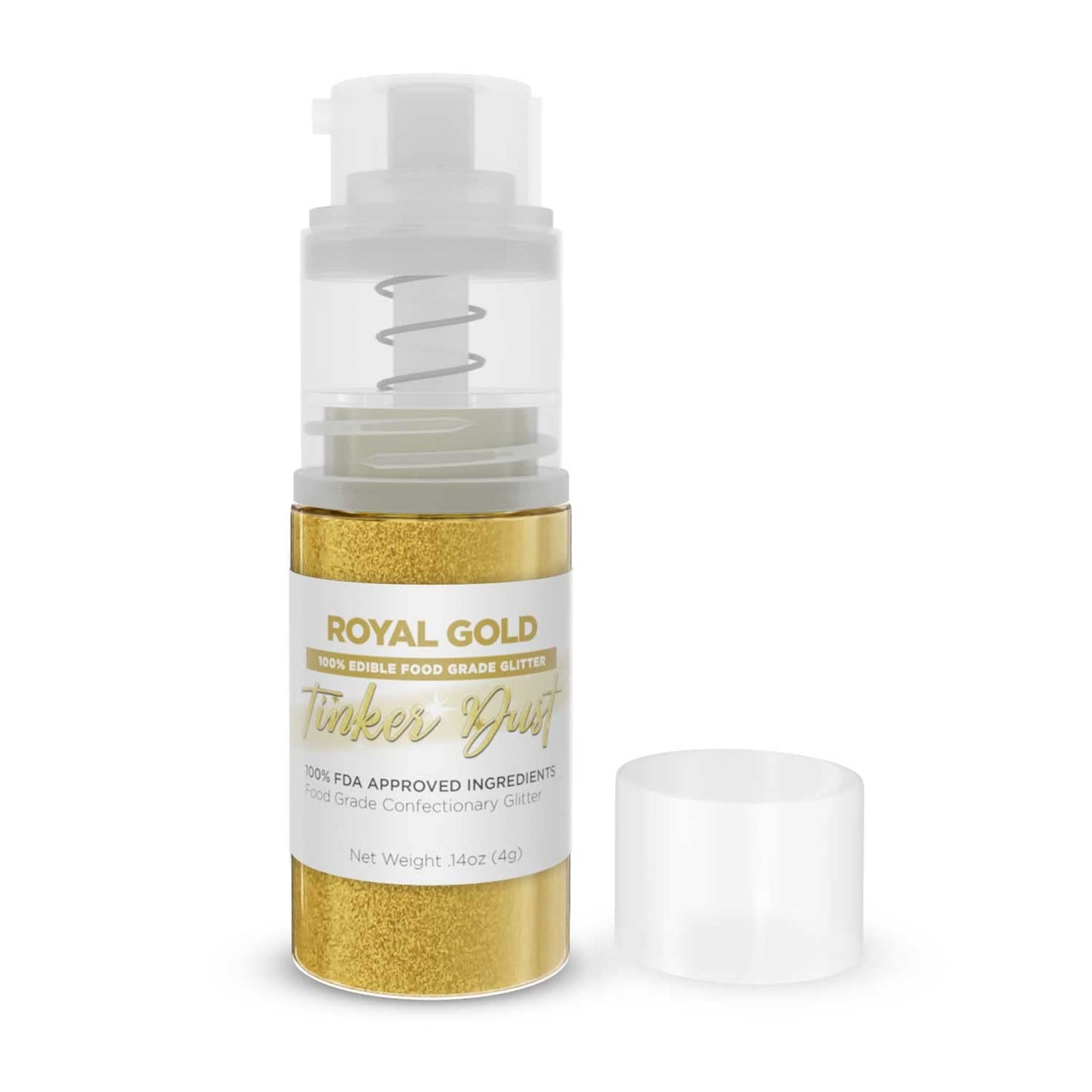 Tinker Dust - Royal Gold (4G 1X Mini Pump) Edible Glitter For Desserts, Beverages, Cupcakes, Cake Pops And Cookies By Bakell
