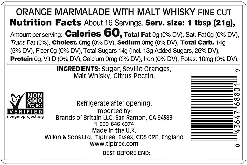 Tiptree Orange & Malt Whisky Marmalade, 12 Ounce Jar, Model 68811