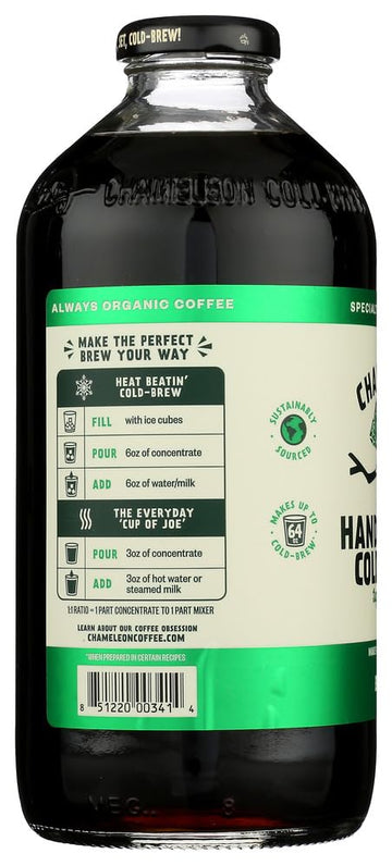 Chameleon Cold-Brew Black Coffee Concentrate, 32 Fl Oz (Pack of 6) - Smooth, Rich Flavor, Ready-to-Drink Cold Brew Coffee