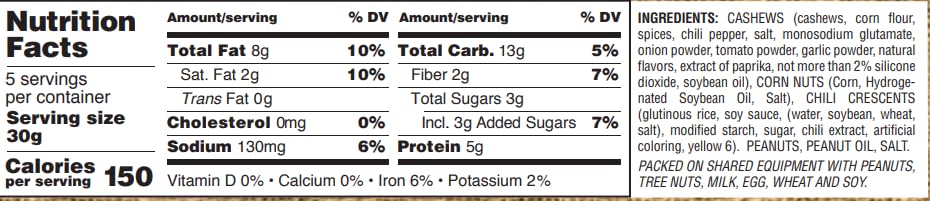 Gurley'S Golden Recipe Southwest Cashew Mix, Bold Flavors, Nutty Crunch 4.75 Oz Bag